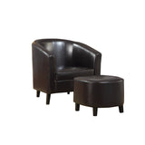 Benzara Well-Finished Accent Chair With Ottoman, Dark Brown BM159243 Dark Brown VINYL BM159243