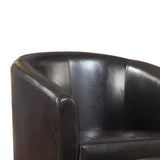 Benzara Well-Finished Accent Chair With Ottoman, Dark Brown BM159243 Dark Brown VINYL BM159243