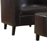 Benzara Well-Finished Accent Chair With Ottoman, Dark Brown BM159243 Dark Brown VINYL BM159243