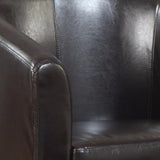 Benzara Well-Finished Accent Chair With Ottoman, Dark Brown BM159243 Dark Brown VINYL BM159243