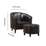 Benzara Well-Finished Accent Chair With Ottoman, Dark Brown BM159243 Dark Brown VINYL BM159243