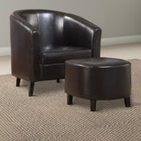 Benzara Well-Finished Accent Chair With Ottoman, Dark Brown BM159243 Dark Brown VINYL BM159243