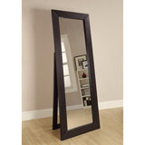 Benzara Sophisticated Floor Mirror With Wooden Frame, Brown BM159251 Brown Wood and Glass BM159251