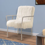 Benzara Elegantly Chic Accent Chair, White BM159337 White FABRIC BM159337