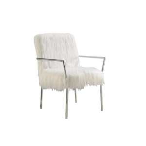 Benzara Elegantly Chic Accent Chair, White BM159337 White FABRIC BM159337