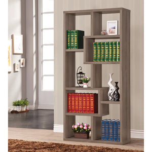 Benzara Multiple Cubed Rectangular Bookcase, Gray BM159405 Gray Wood BM159405