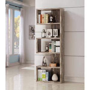 Benzara Distressed Wooden Open Bookcase, Brown BM159408 Brown Wood BM159408