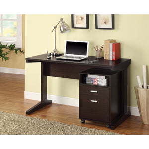 Benzara 2-Piece Desk Set with Rolling File Cabinet, Brown BM159409 Brown Wood BM159409