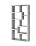 Benzara Modish Wooden Bookcase With Multiple Shelves, Gray BM159410 Gray Wood BM159410