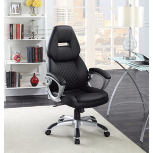 Benzara Leather, Sporty Executive High-Back Office Chair, Black BM159413 BLACK PLYWOOD BM159413