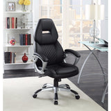 Leather, Sporty Executive High-Back Office Chair, Black