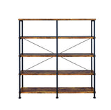 Benzara Industrial Style Wood and Metal Open Bookcase, Brown BM159420 Brown Wood and Metal BM159420