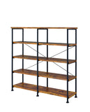 Benzara Industrial Style Wood and Metal Open Bookcase, Brown BM159420 Brown Wood and Metal BM159420