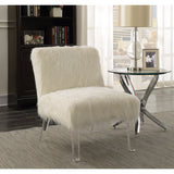 Benzara Attractively Accent Chair With Fur, White BM159446 White FABRIC BM159446