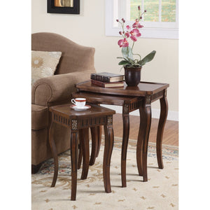 Benzara Set Of 3 Wooden Nesting Tables With Curved Legs, Brown BM160101 Brown Wood BM160101