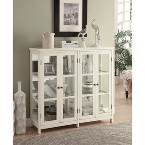 Benzara Transitional Style Wooden Accent Display Cabinet , White BM160215 white Glass BM160215