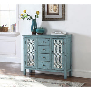 Benzara Traditional Wooden  Accent Cabinet,  Blue BM160251 Blue Wood BM160251