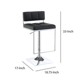 Benzara Adjustable Contemporary Metal Bar Stool, Black & Silver BM160763 Black And Silver Leather & Metal BM160763