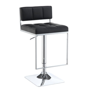 Benzara Adjustable Contemporary Metal Bar Stool, Black & Silver BM160763 Black And Silver Leather & Metal BM160763