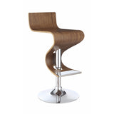 Benzara Modern Adjustable Bar Stool With Chrome Base, Brown And Silver BM160770 Brown And Silver Wood and Metal BM160770