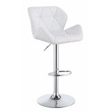 Benzara Adjustable Bar Stool with Chrome Base, White ,Set of 2 BM160771 White And Silver Metal & Fabric BM160771