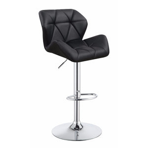 Benzara Adjustable Diamond Bar Stool with Chrome Base, Black ,Set of 2 BM160772 Black And Silver Metal & Fabric BM160772