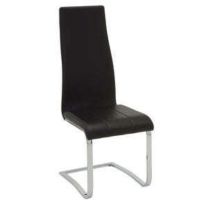 Benzara Black Faux Leather Dining Chair with Chrome Legs, Set of 4 BM160775 Black And Silver Metal & Leather BM160775