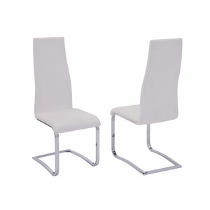 Benzara Stylish White Faux Leather Dining Chair with Chrome Legs, Set of 4 BM160776 White And Silver Metal & Leather BM160776