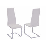 Stylish White Faux Leather Dining Chair with Chrome Legs, Set of 4