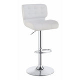 Benzara Upholstered Adjustable Metal Bar Stool, White And Silver ,Set of 2 BM160782 White & Silver Leather & Metal BM160782
