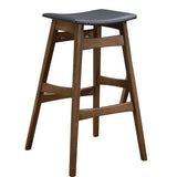 Benzara Mid-Century Modern Angled Bar Stool, Brown And Gray ,Set of 2 BM160810 Brown And Gray Wood & Leather BM160810