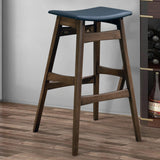 Benzara Mid-Century Modern Angled Bar Stool, Brown And Gray ,Set of 2 BM160810 Brown And Gray Wood & Leather BM160810