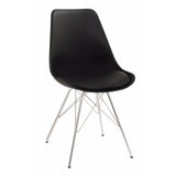 Benzara Contemporary Dining Chair With Chrome Legs, Black, Set of 2 BM160831 Chrome And Black Fabric BM160831