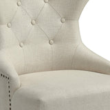 Benzara Luxurious And Comfy Button Tufted Dining Chair, Beige BM160868 Beige Rubberwood BM160868