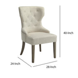 Benzara Luxurious And Comfy Button Tufted Dining Chair, Beige BM160868 Beige Rubberwood BM160868