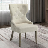 Benzara Luxurious And Comfy Button Tufted Dining Chair, Beige BM160868 Beige Rubberwood BM160868