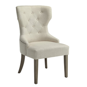 Benzara Luxurious And Comfy Button Tufted Dining Chair, Beige BM160868 Beige Rubberwood BM160868