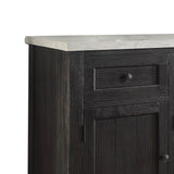 Benzara Commodious Wooden Server, White Marble Top & Weathered Black BM163021 White & Black Wood Marble ? Engineered Wood BM163021