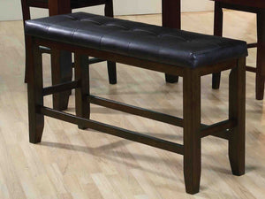 Benzara Comfy Wooden Counter Height Bench, Black & Espresso Brown BM163024 Black/Brown Wood Upholstery BM163024