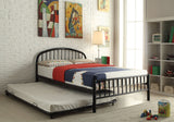 Benzara Metal Full Bed In Slatted Style, Black BM163448 Black Metal Tube BM163448