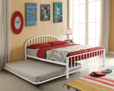 Benzara Metal Full Bed In Slatted Style, White BM163451 White Metal Tube BM163451