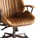 Benzara Metal & Leather Executive Office Chair, Coffee Brown BM163558 Brown Top Grain Leather Foam Ply Iron Metal Frame BM163558