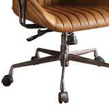 Benzara Metal & Leather Executive Office Chair, Coffee Brown BM163558 Brown Top Grain Leather Foam Ply Iron Metal Frame BM163558