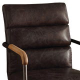 Benzara Metal & Leather Executive Office Chair, Antique Brown BM163561 Brown Top Grain Leather Foam Ply Iron Metal Frame BM163561
