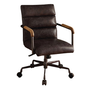 Benzara Metal & Leather Executive Office Chair, Antique Brown BM163561 Brown Top Grain Leather Foam Ply Iron Metal Frame BM163561