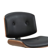 Benzara Wooden Back Armless Office Chair with Metal Star Base, Black and Brown BM163563 Black and Brown Solid Wood, Faux Leather and Metal BM163563