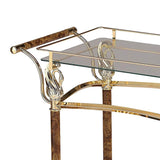 Benzara Alluring Serving Cart, Golden Plated & Clear Glass BM163645 Gold Metal Glass Mirror CastersPrinting Tubes BM163645