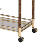 Benzara Alluring Serving Cart, Golden Plated & Clear Glass BM163645 Gold Metal Glass Mirror CastersPrinting Tubes BM163645