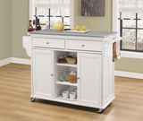 Benzara Kitchen Cart With Stainless Steel Top, Gray & White BM163659 Gray Stainless Steel Rbw MDF BM163659