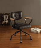 Benzara Metal & Leather Executive Office Chair, Black BM163667 Black Top Grain Leather Foam Ply Iron Metal Frame BM163667